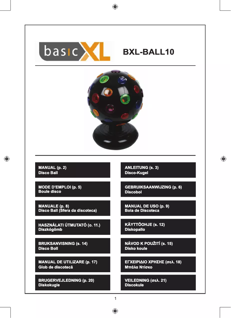 Imagen de la primera página del manual del dispositivo BXL-BALL10