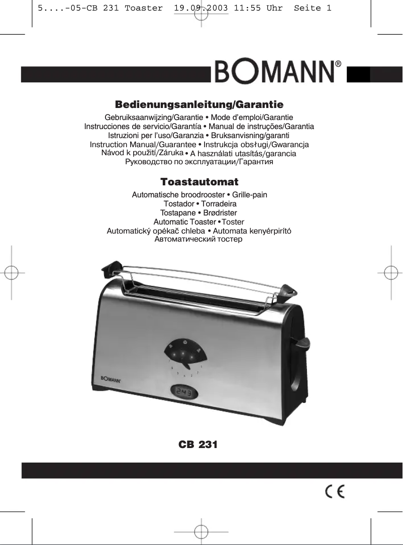 Imagen de la primera página del manual del dispositivo CB 231