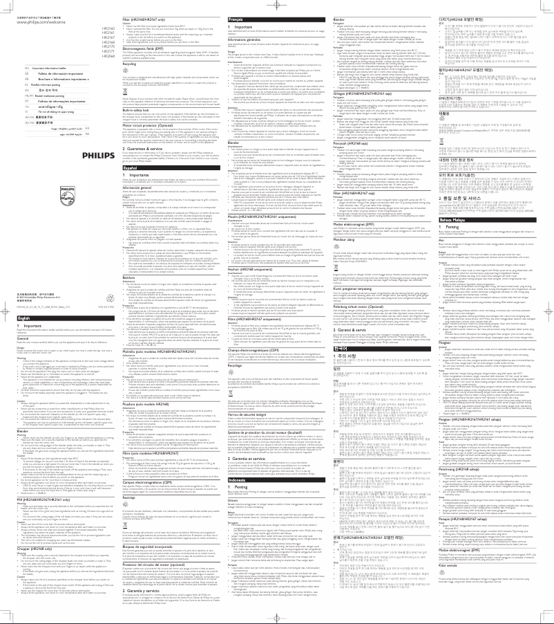 Página 1 del manual Folleto Philips Viva Collection HR2171