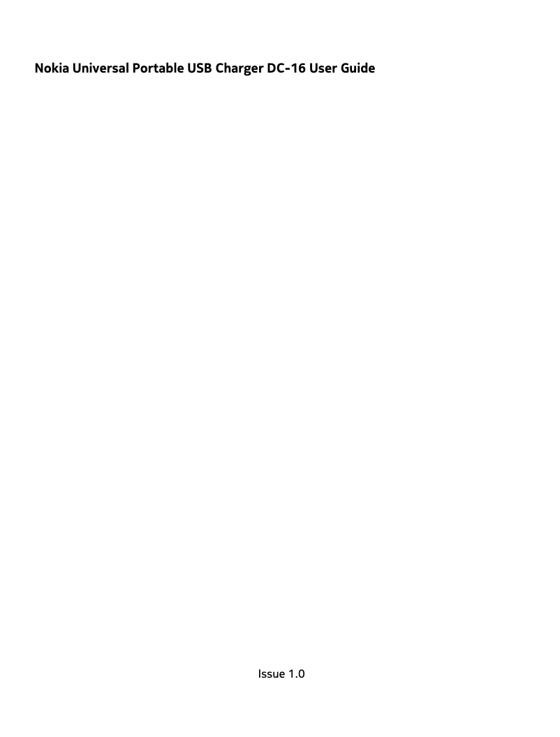Página 1 del manual Manual de usuario Nokia DC-16