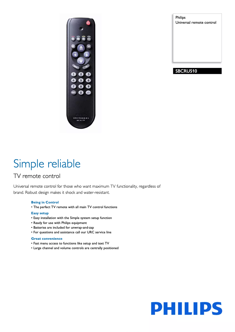 Página nº 1 - Folleto Philips SBC RU 510