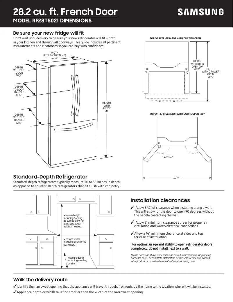 Página 1 del manual Guía de medición Samsung RF28T5021SR