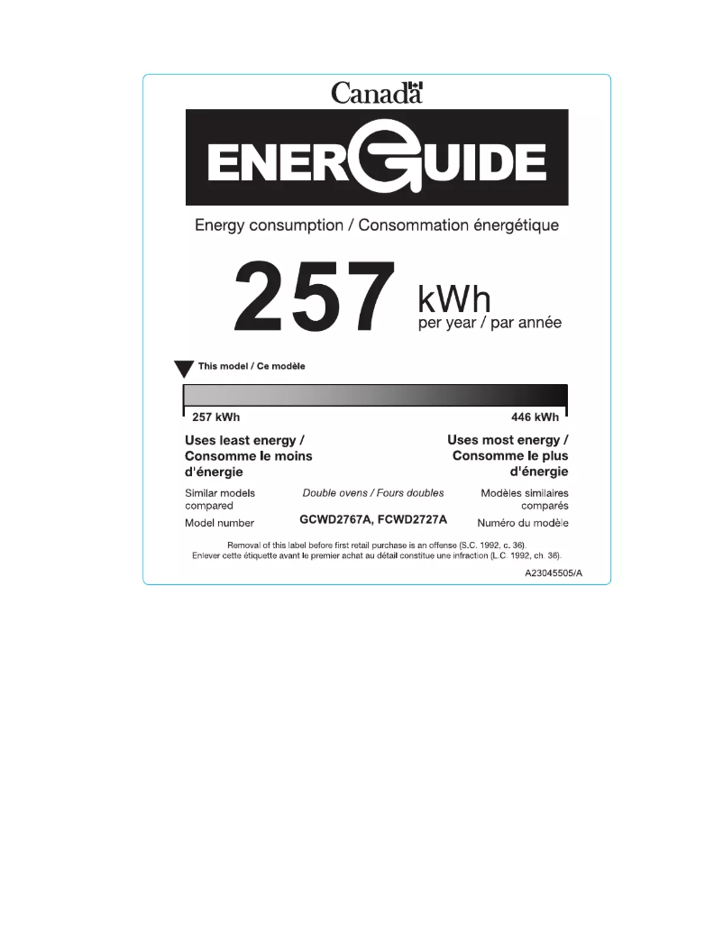 Página nº 1 - Etiqueta energética Frigidaire FCWD2727AW