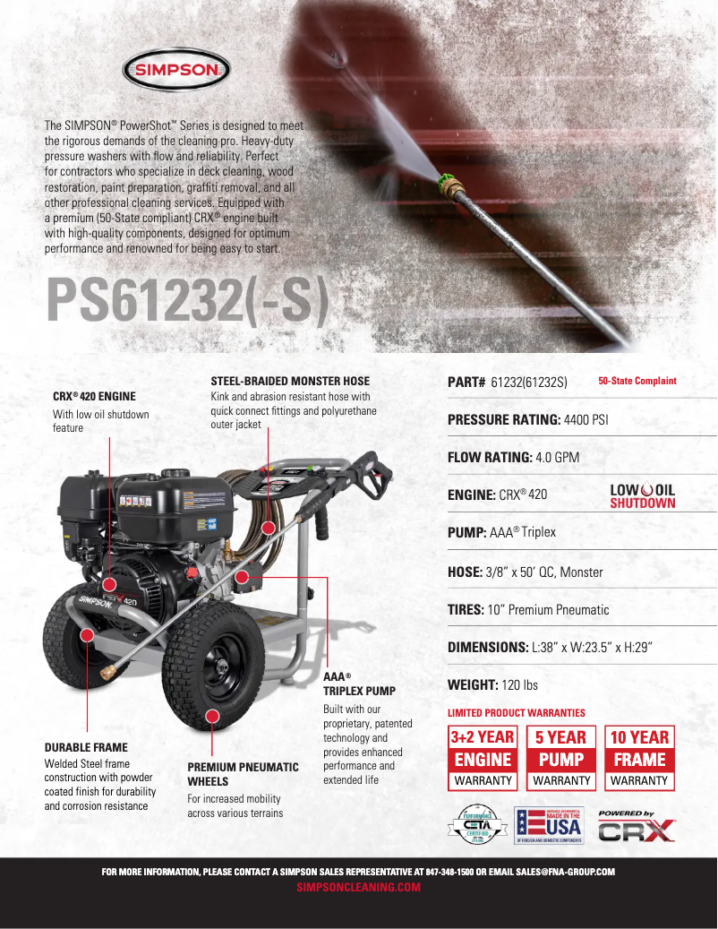 Página 1 del manual Ficha técnica Simpson PowerShot PS-61232-S