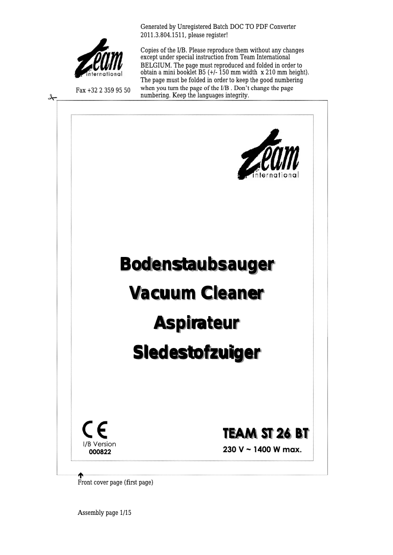 Imagen de la primera página del manual del dispositivo ST 26 BT