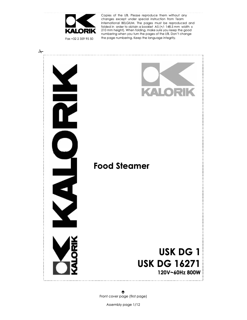 Página 1 del manual Manual de usuario Kalorik DG 1