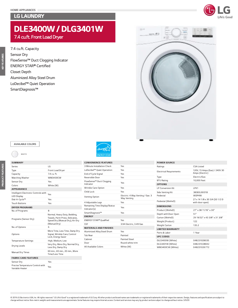 Imagen de la primera página del manual del dispositivo DLG3401W