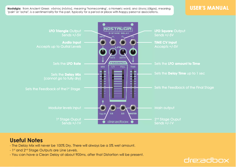 Página 1 del manual Manual de usuario Dreadbox Nostalgia