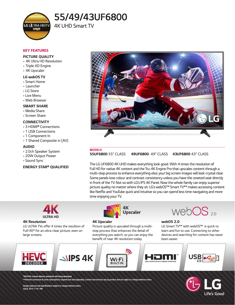 Imagen de la primera página del manual del dispositivo 43UF6800