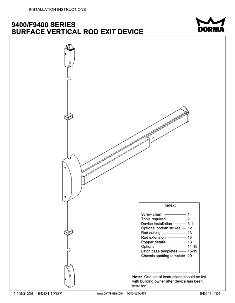 Imagen de la primera página del manual del dispositivo 9400