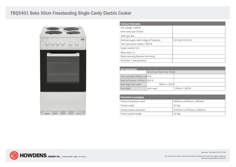 Imagen de la primera página del manual del dispositivo FBQ5401