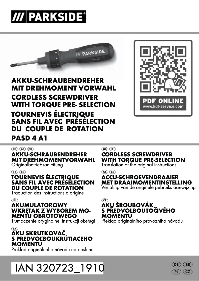 Página 1 del manual Manual de usuario Parkside PASD 4 A1