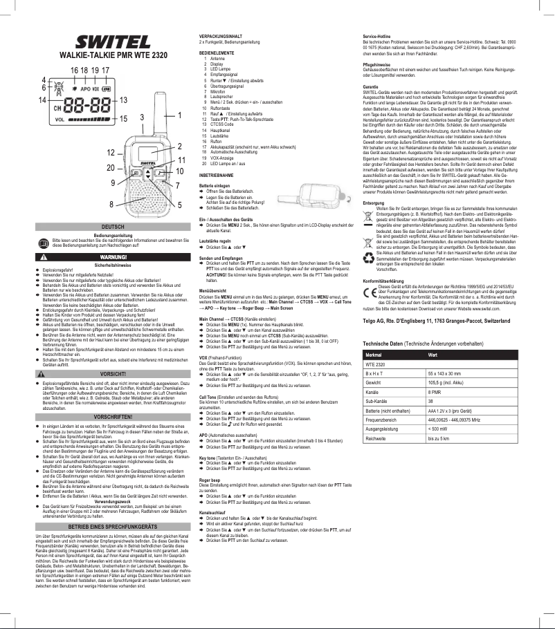 Página 1 del manual Manual de usuario Switel WTE2320