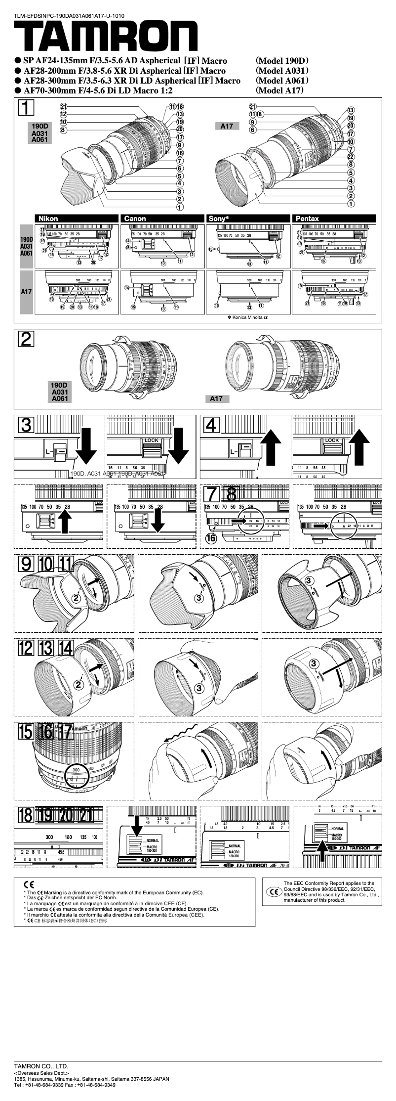 Imagen de la primera página del manual del dispositivo AF28-300mm F/3.5-6.3 XR Di LD Aspherical [IF] MACRO