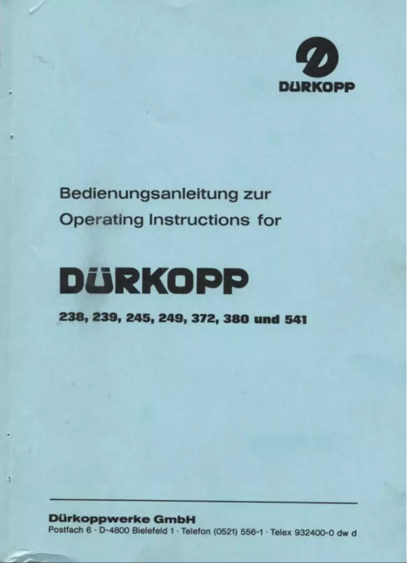 Página 1 del manual Manual de usuario Dürkopp Adler 380