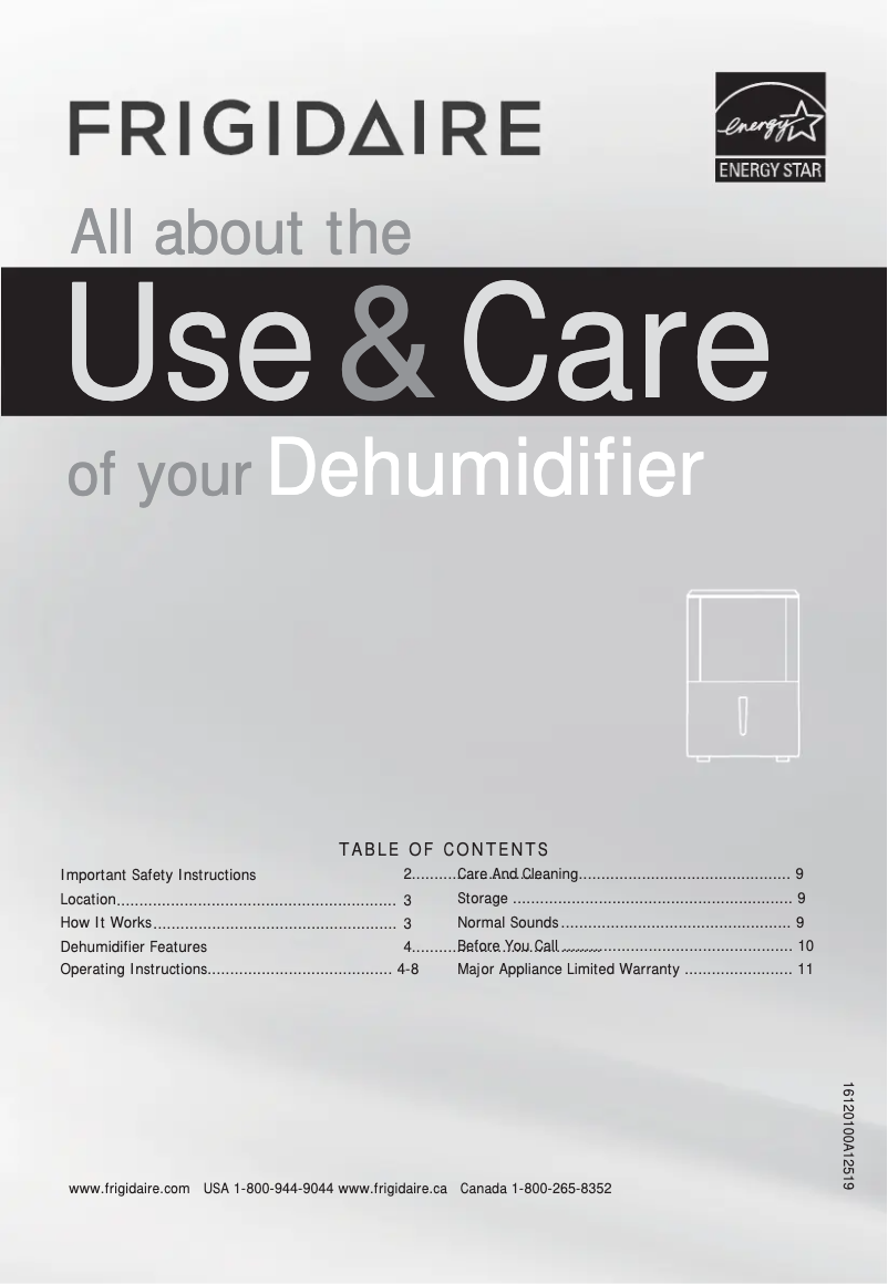 Página 1 del manual Manual de uso y mantenimiento Frigidaire FFAD3533W1