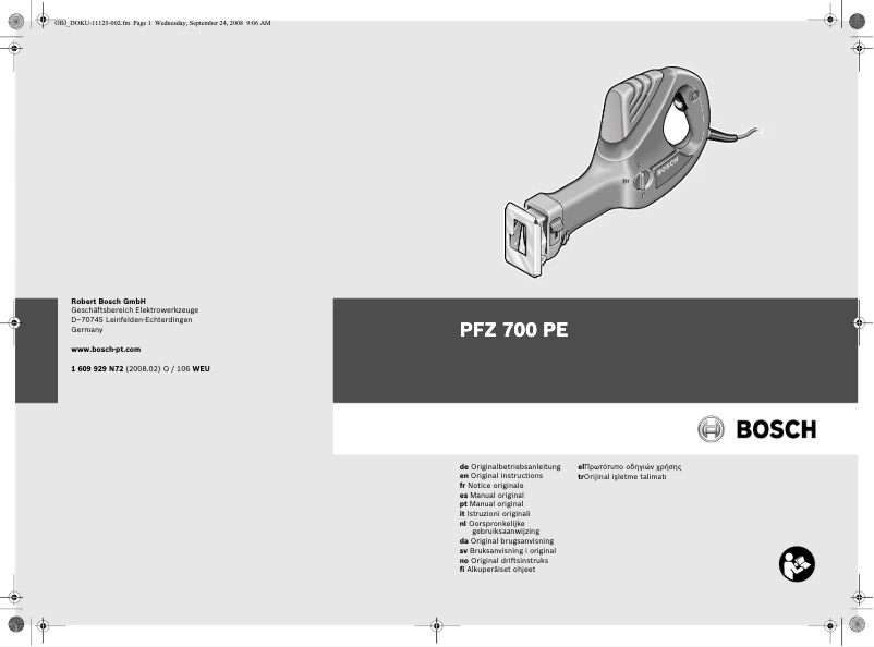 Página 1 del manual Manual de usuario Bosch PFZ 700 PE