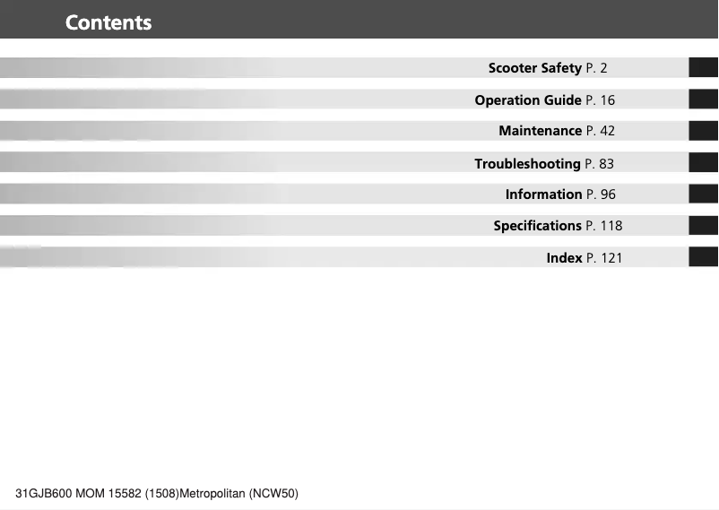 Página 1 del manual Manual de usuario Honda Metropolitan NCW50 (2016)