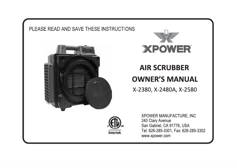 Página 1 del manual Manual de usuario XPower X-2580