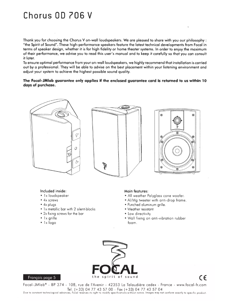 Página nº 1 - Manual de usuario Focal Chorus OD 706 V