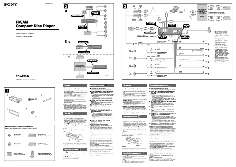 Página 1 del manual Guía de instalación Sony CDX-F605X