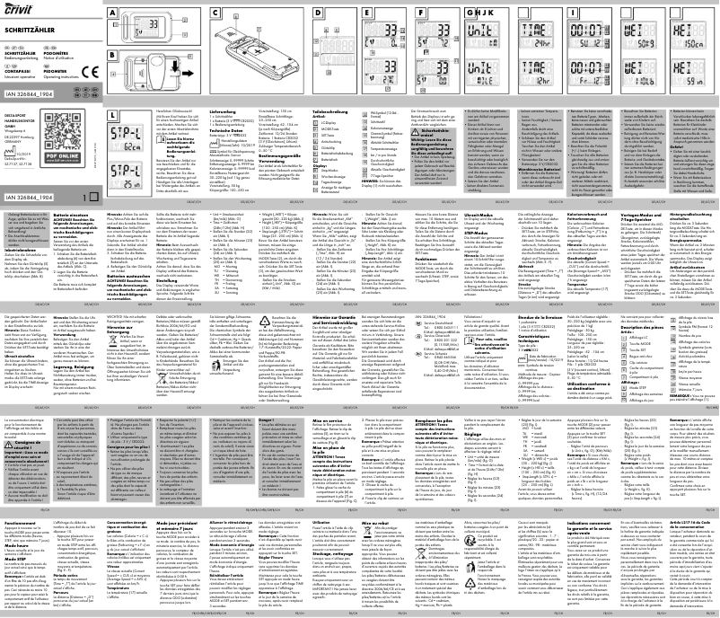 Página nº 1 - Manual de usuario Crivit IAN 326844_1904