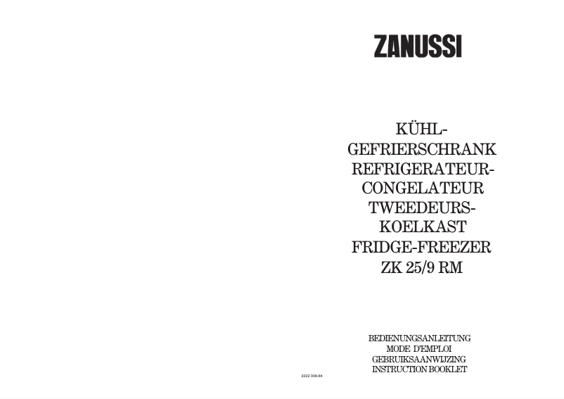 Página 1 del manual Manual de usuario Zanussi ZK 25/9 rm