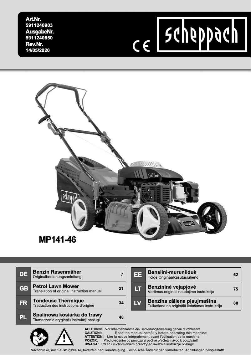 Página nº 1 - Manual de usuario Scheppach MP141-46