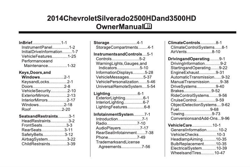 Imagen de la primera página del manual del dispositivo Silverado (2002)