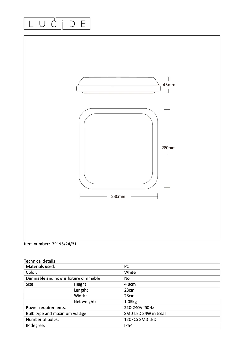 Página nº 1 - Manual de usuario Lucide Tisis led 79193/24/31