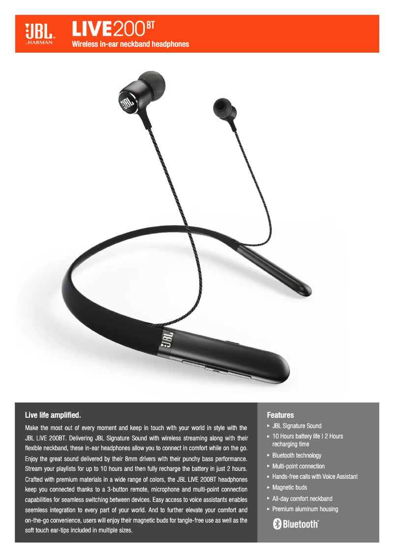 Imagen de la primera página del manual del dispositivo Live 200BT