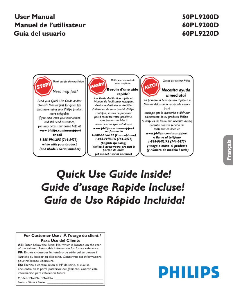 Página 1 del manual Manual de usuario Philips 60PL9220D