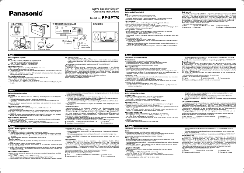 Página nº 1 - Manual de usuario Panasonic RQ-SPT70