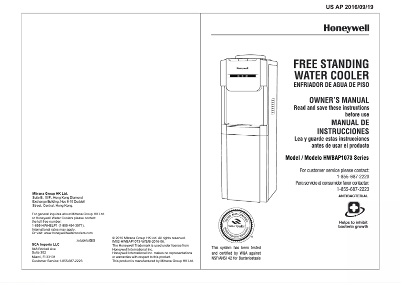 Página 1 del manual Manual de usuario Honeywell HWBAP1073