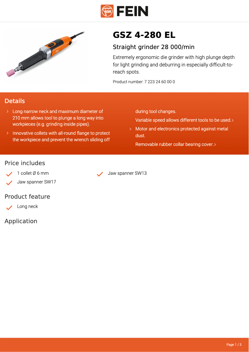 Página nº 1 - Ficha técnica Fein GSZ 4-280 EL