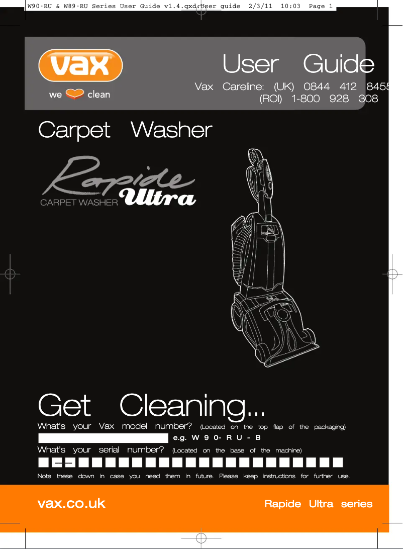 Imagen de la primera página del manual del dispositivo Rapide 2 W89-RU-VX