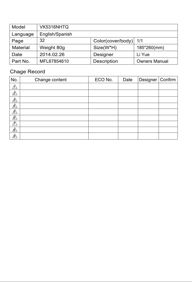Página 1 del manual Manual de usuario LG VK5316NHTQ