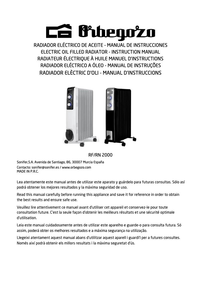 Imagen de la primera página del manual del dispositivo RF 2000