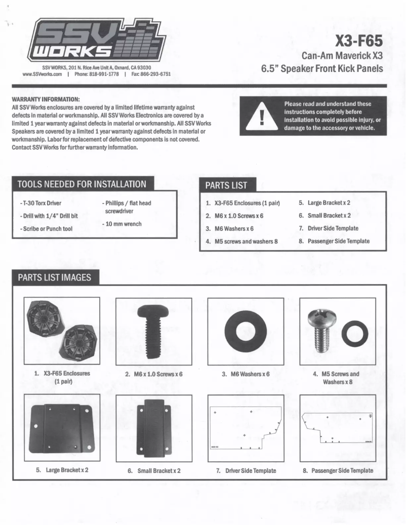 Página nº 1 - Manual de usuario SSV Works X3-F65