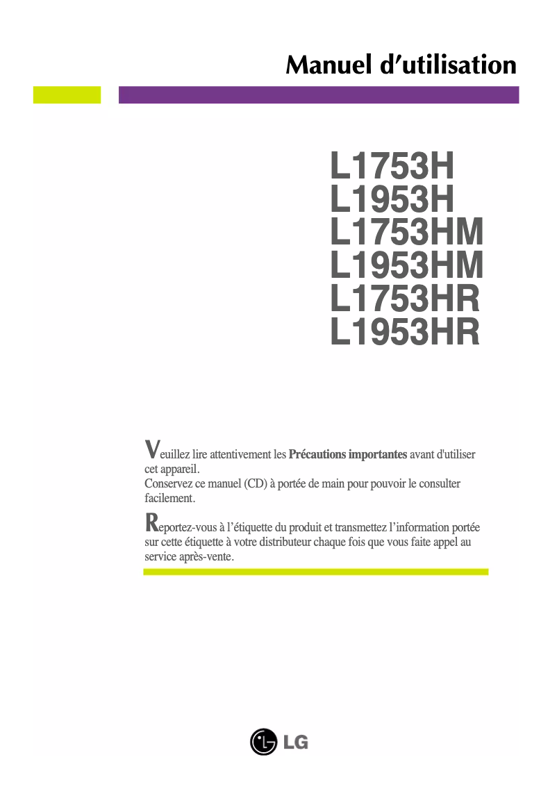 Imagen de la primera página del manual del dispositivo L1753HR