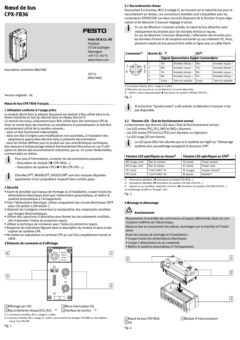 Imagen de la primera página del manual del dispositivo CPX-FB36