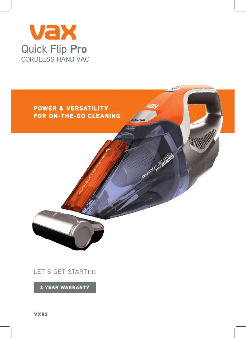 Imagen de la primera página del manual del dispositivo Quick Flip Pro VX83