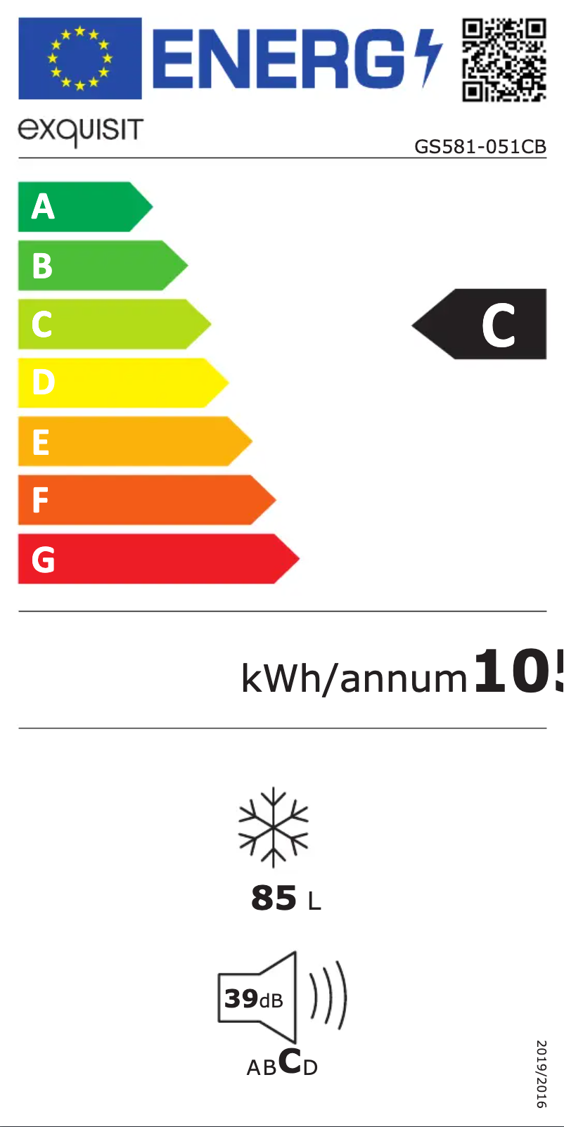 Página 1 del manual Etiqueta energética Exquisit GS581-051CB