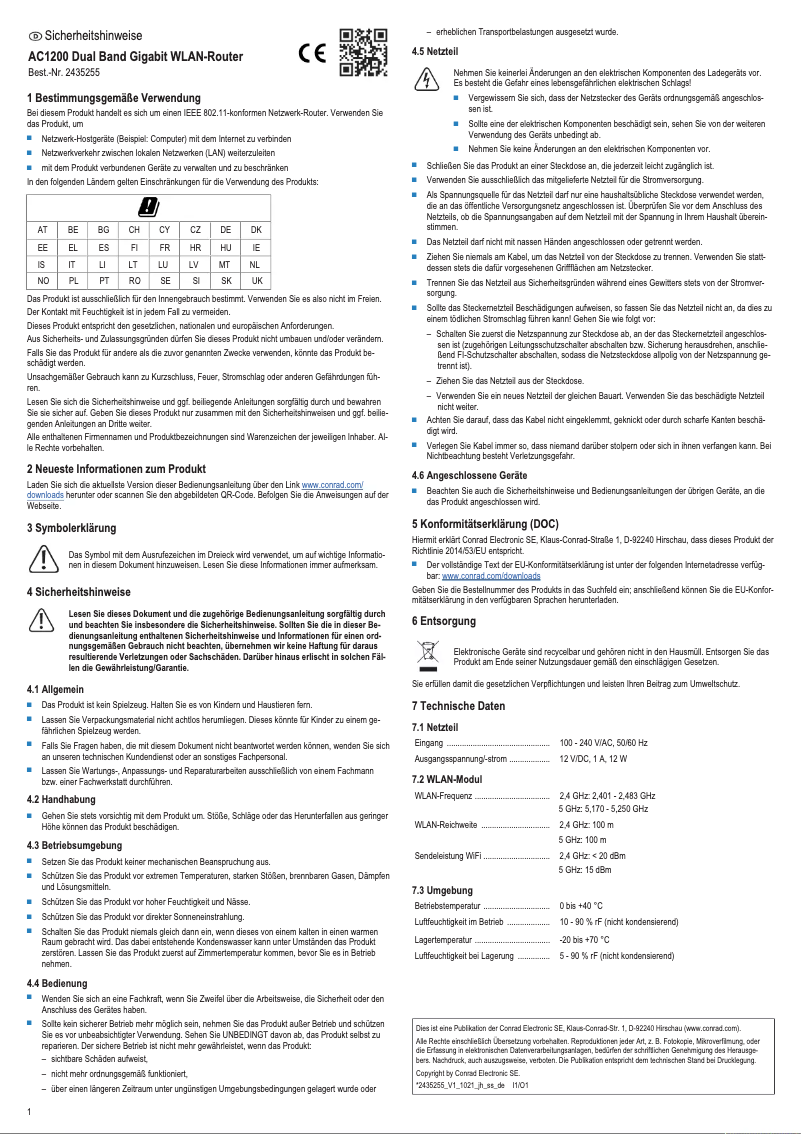 Imagen de la primera página del manual del dispositivo WR1300