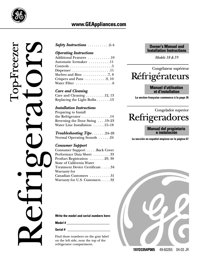 Imagen de la primera página del manual del dispositivo GTS19QBPCC