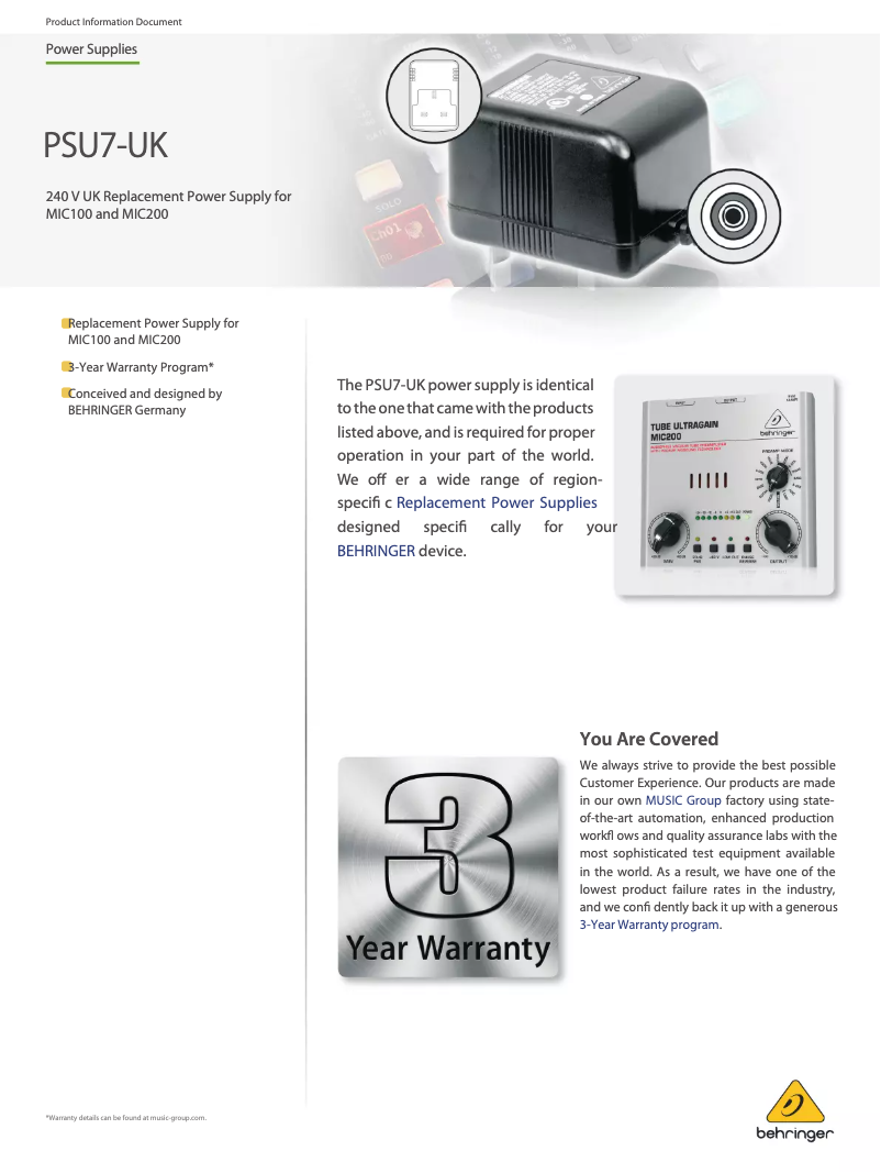 Imagen de la primera página del manual del dispositivo PSU7-UK