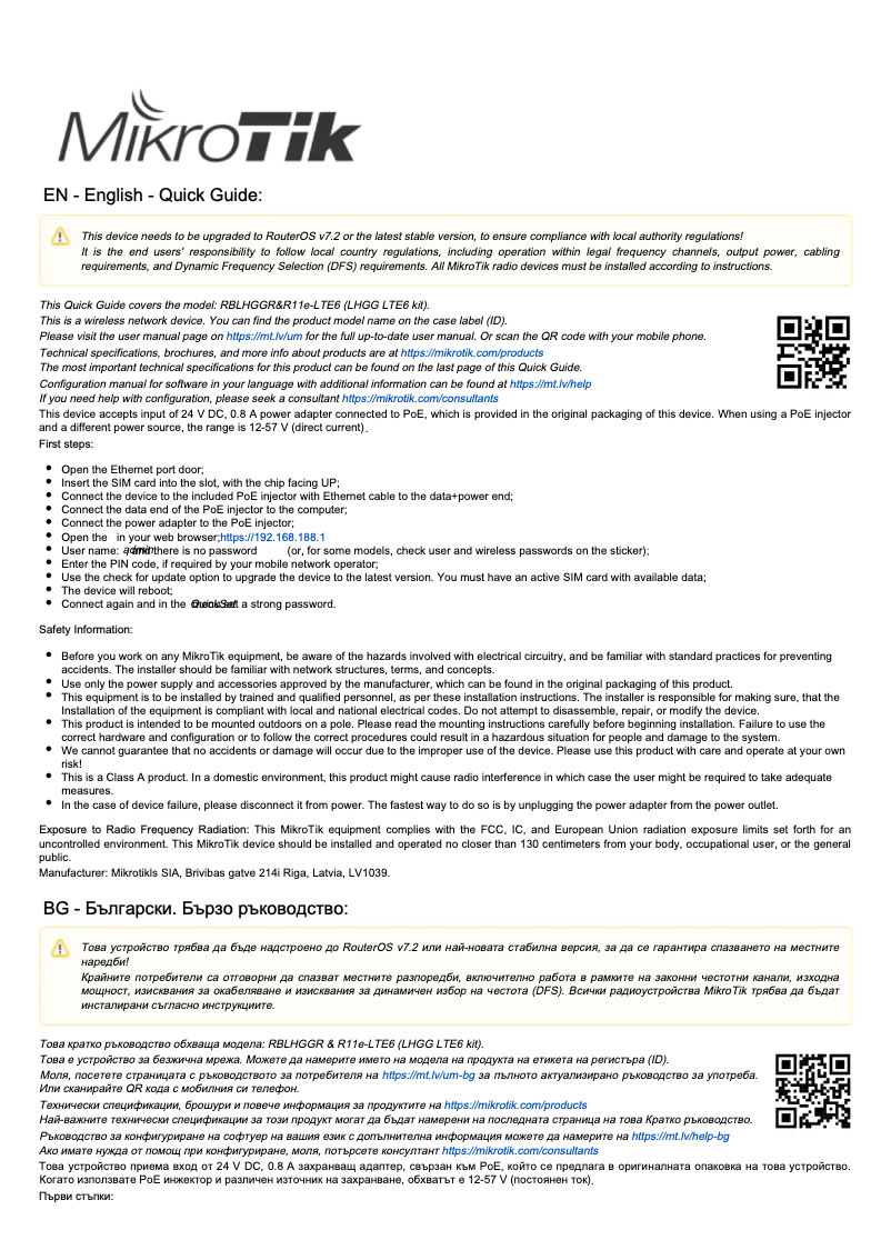 Imagen de la primera página del manual del dispositivo LHGG LTE6 kit