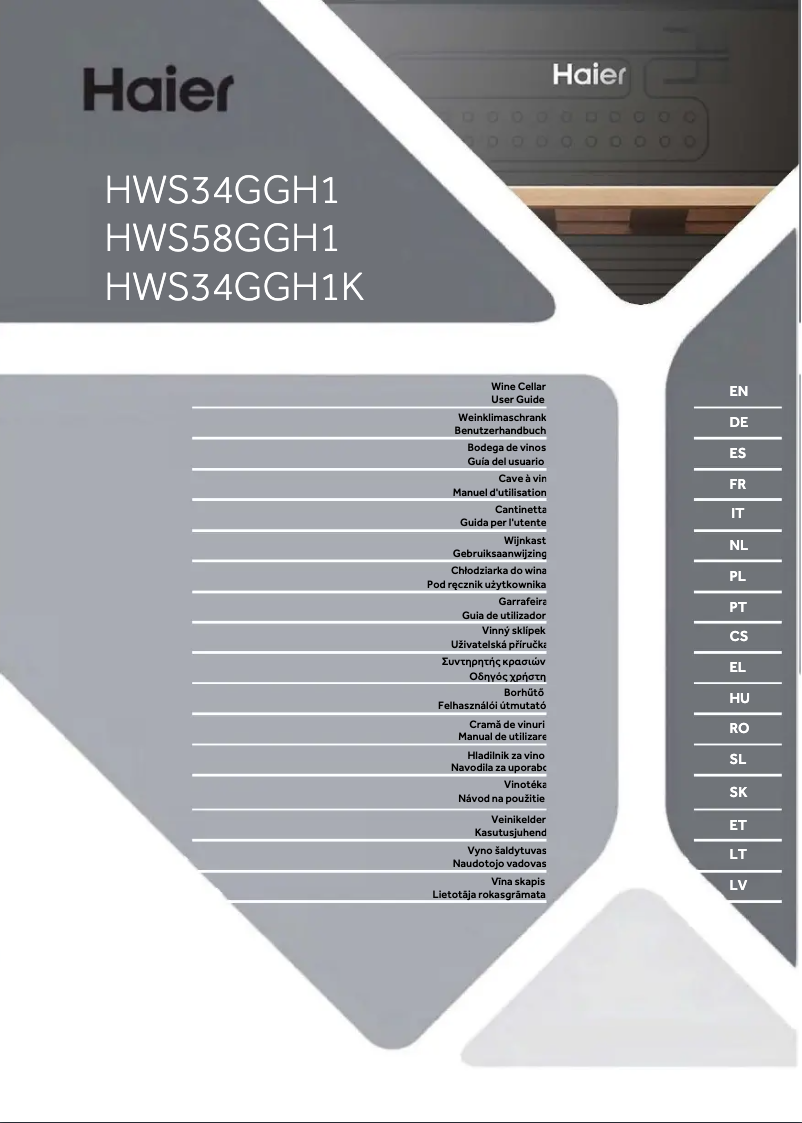 Imagen de la primera página del manual del dispositivo HWS58GGH1
