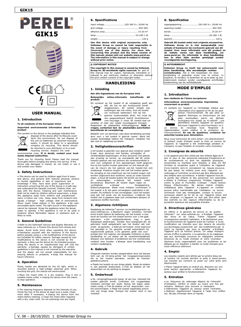 Imagen de la primera página del manual del dispositivo GIK15