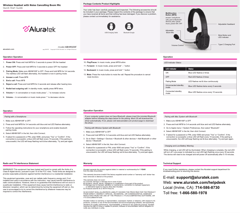 Página 1 del manual Manual de instrucciones Aluratek ABHM100F